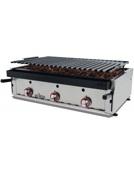 Barbacoa a gas piedra volcánica parrilla regulable 90BAR.