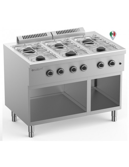 Cocina a Gas 6 fuegos con Mueble Fondo 700 MAFELFU711A MAFRICOOL