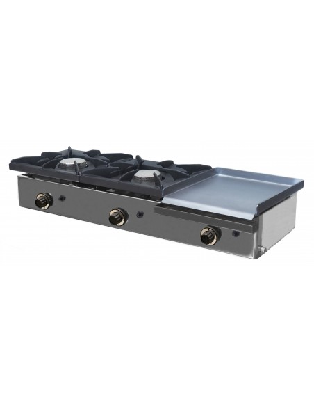 Cocina a Gas con Parrillas de Fundición con Plancha MAFCG3F MAFRICOOL