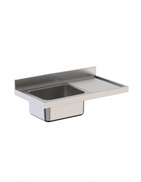 Fregadero Industrial Acero Inoxidable Con 1 Cuba y Escurridor Sin Mueble