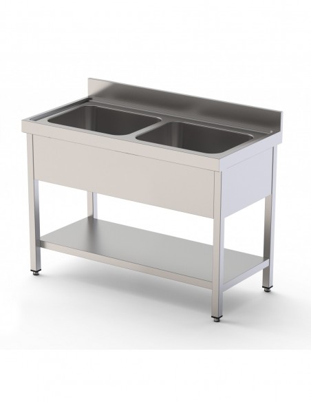 Fregadero Industrial Acero Inoxidable Con 2 Cubas Con Mueble
