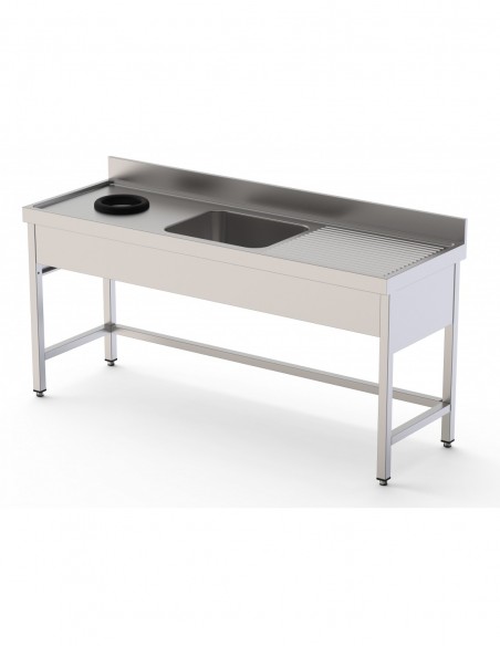 Fregadero Industrial Acero Inoxidable Con Mueble. Aro Desbarazado y 1 Cuba con Escurridor