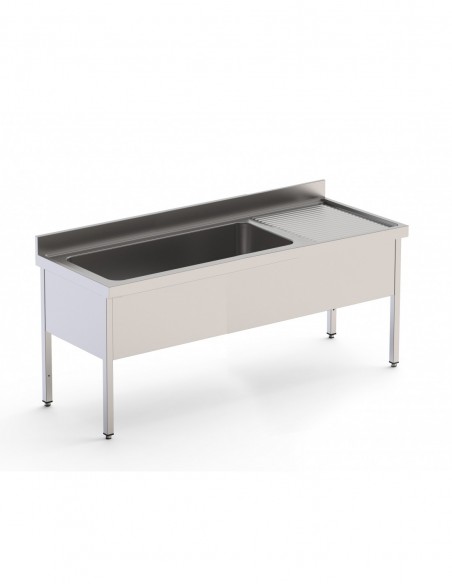 Fregadero Industrial Acero Inoxidable Gran Capacidad Fondo 700 Con Mueble Con 1 Cuba Con Escurridor