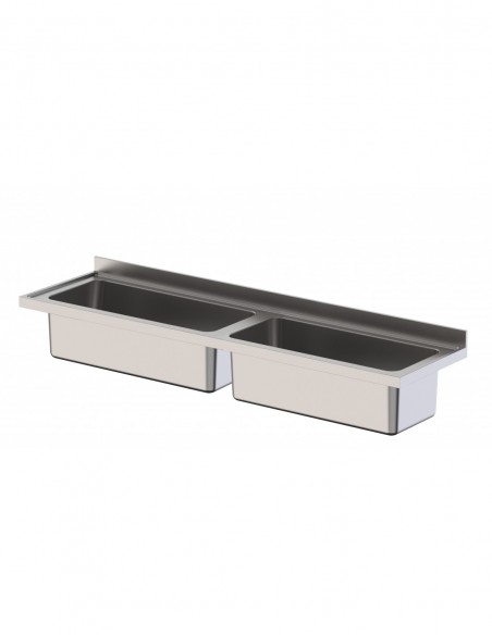 Fregadero Industrial Acero Inoxidable Gran Capacidad Fondo 700 Sin Mueble Con 2 Cubas 1800x700x400h mm