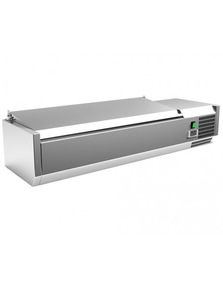 Vitrina 5 cubetas GN1/4 con TAPA de 1200x335x270h mm PEKIN VRX1200330SL