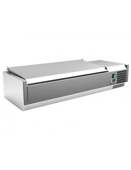 Vitrina 3 cubetas GN1/3 + 1 cubeta GN1/2 con TAPA de 1200x395x270h mm PEKIN VRX1200380SL