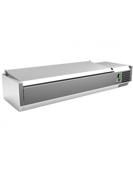 Vitrina 4 cubetas GN1/3 + 1 cubeta GN1/2 con TAPA de 1400x395x270h mm PEKIN VRX1400380SL