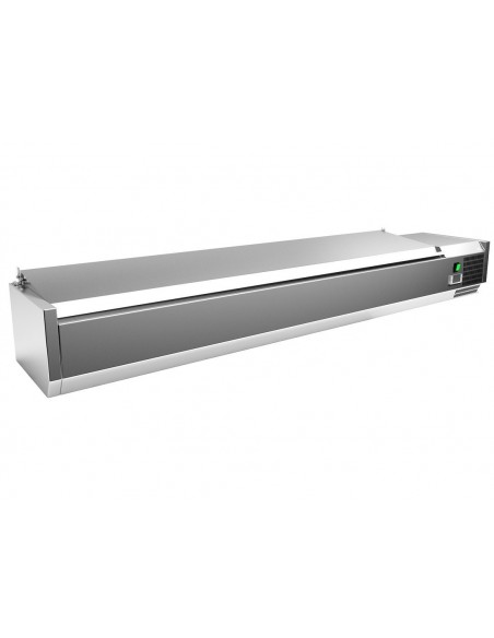 Vitrina 8 cubetas GN1/4 con TAPA de 1800x335x270h mm PEKIN VRX1800330SL