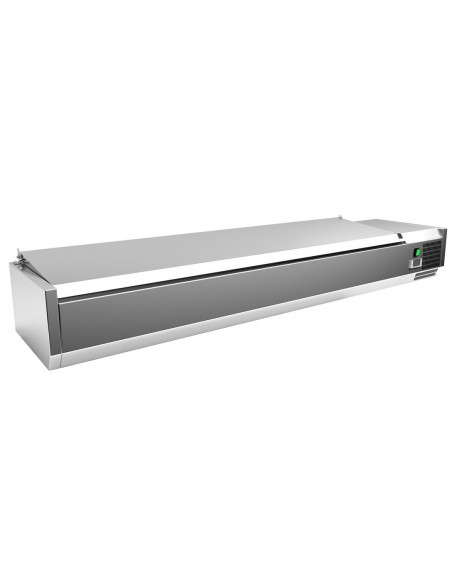 Vitrina 8 cubetas GN1/3 con TAPA de 1800x395x270h mm PEKIN VRX1800380SL