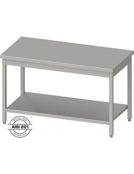 Mesa Central de Trabajo Desmontada INOX Con Estante MAFMC