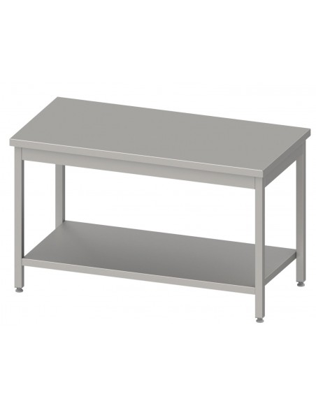 Mesa de trabajo acero inoxidable central con estante
