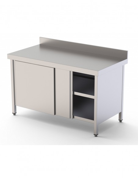 Mesa de Trabajo Acero inoxidable Mural Con Puerta Corredera a 1 cara