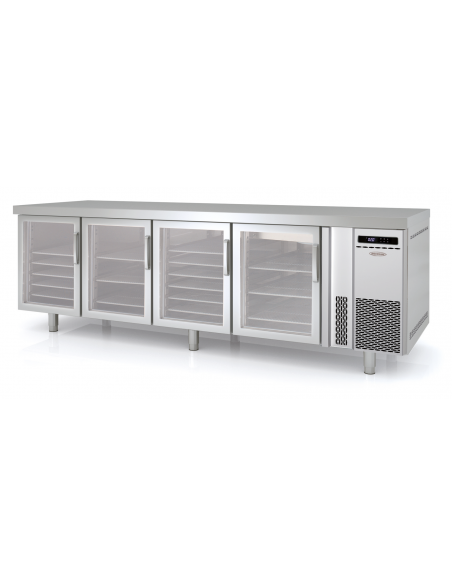 Mesa pastelera Congelación 4 Puertas Cristal para Bandejas 60×40 MAFBPC-250V