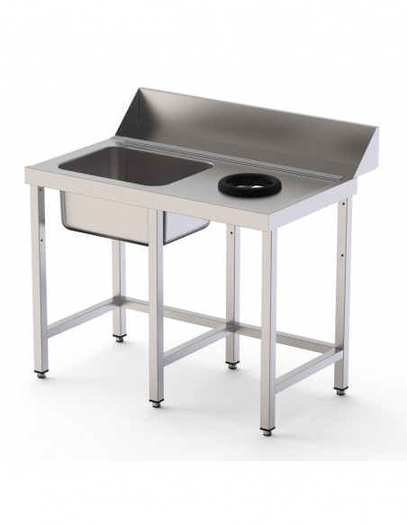Mesa Prelavado de Acero Inoxidable Para Lavavajillas Con Cubeta de 500x400x250 mm