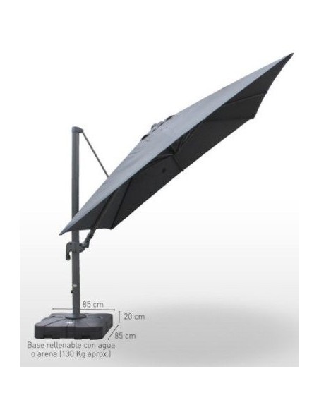 Parasol con mástil de aluminio Orientable con base DELUXE3X3-ALUMINIO