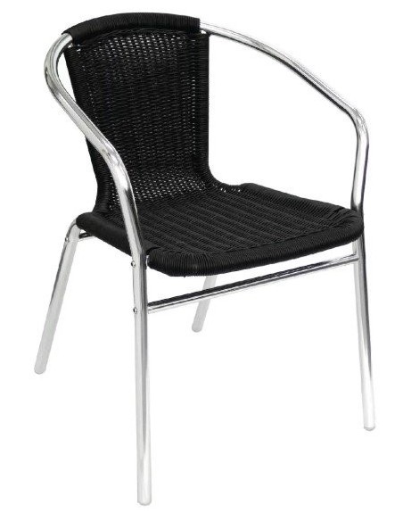 Silla de mimbre y aluminio negra U507 Bolero (Juego de 4)