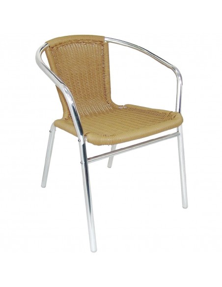 Silla terraza aluminio y polietileno imitación ratán apilable U422 Bolero (juego de 4)