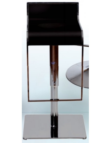 Taburete giratorio regulable asiento polipiel Negro y base inox CAROLINA DELUXE