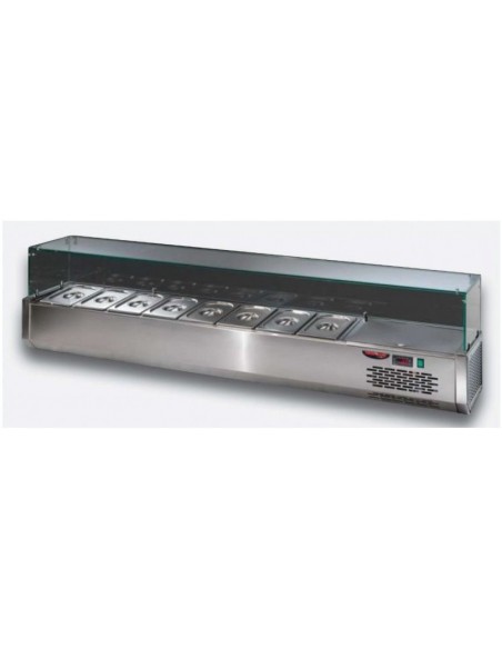 Vitrina de Ingredientes para Pizzas Fondo Base 26 o 32 cms con motor a derecha o Izquierda VIP MESFRED
