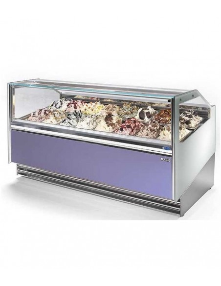 Vitrina Expositora Refrigerada para Heladerías Panelada o Base con Compresor Hermético o Semi-hermético MAGIC 2V-H/SH DIFRIHO