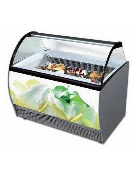 Vitrina Expositora Refrigerada Profesional para Heladerías Cristal Curvo COF BRAVA-BERMUDA DIFRIHO