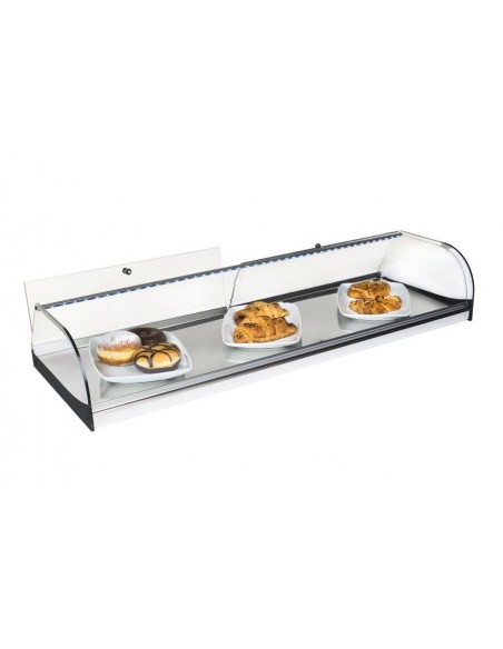 Vitrinas Neutras Cristal Curvo con Base en Acero Inoxidable Con Puertas INOX-VCP120