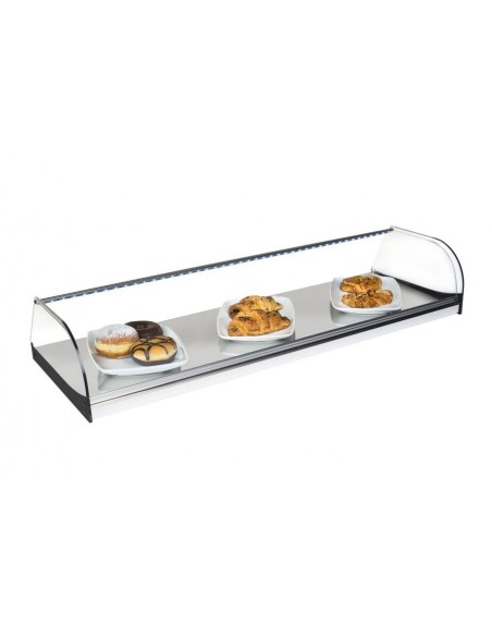 Vitrinas Neutras Cristal Curvo con Base en Acero Inoxidable INOX-VC100