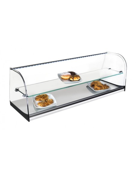 Vitrinas Neutras Cristal Recto con Base en Acero Inoxidable INOX-VRL100LED